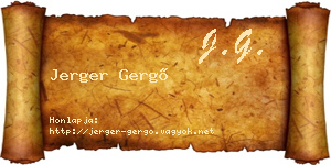 Jerger Gergő névjegykártya